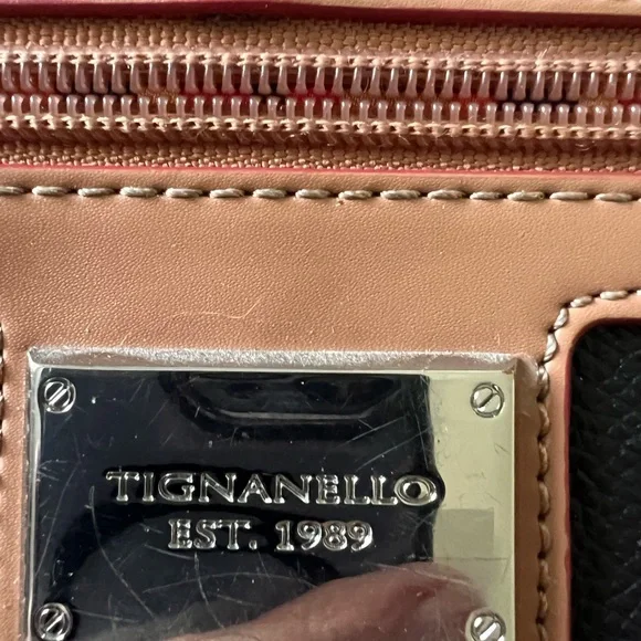 Tignanello Black and Tan Pebbled Leather Crossbody - Picture 3 of 5